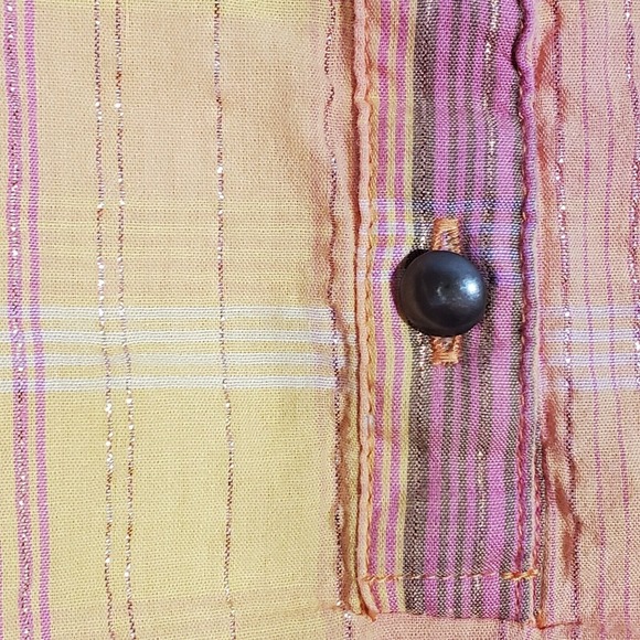 Catherines Women Metallic Plaid Henley Top 2X 3/4 Sleeve Pullover Lightweight - Picture 4 of 12